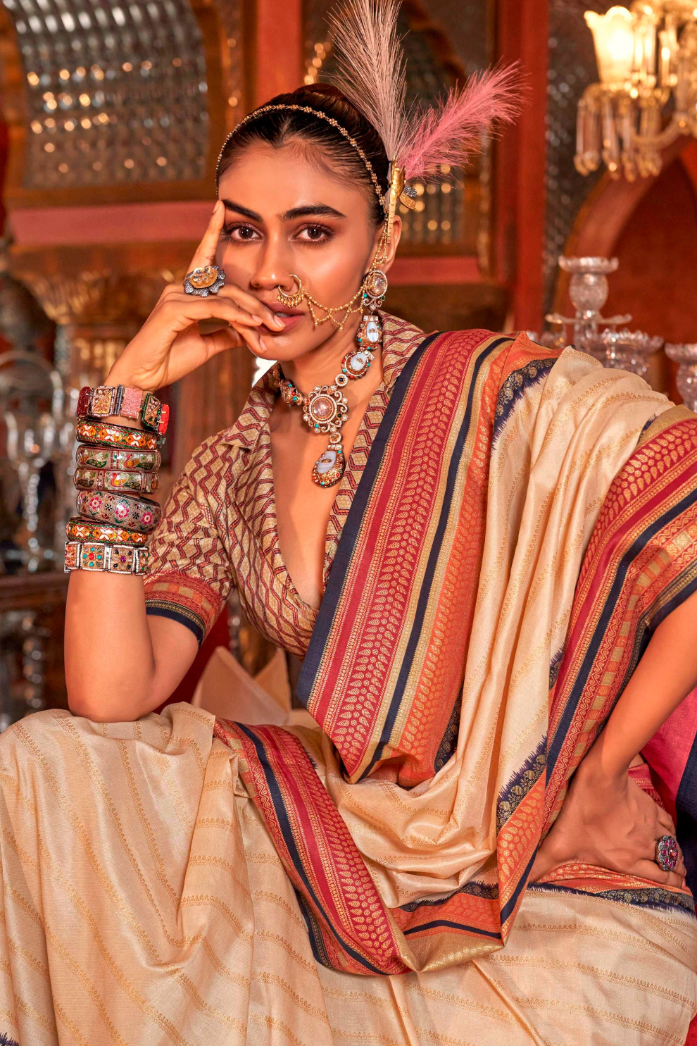 Super V.B. Silk Saree with Elite Gold Finish - LaVante Fashion