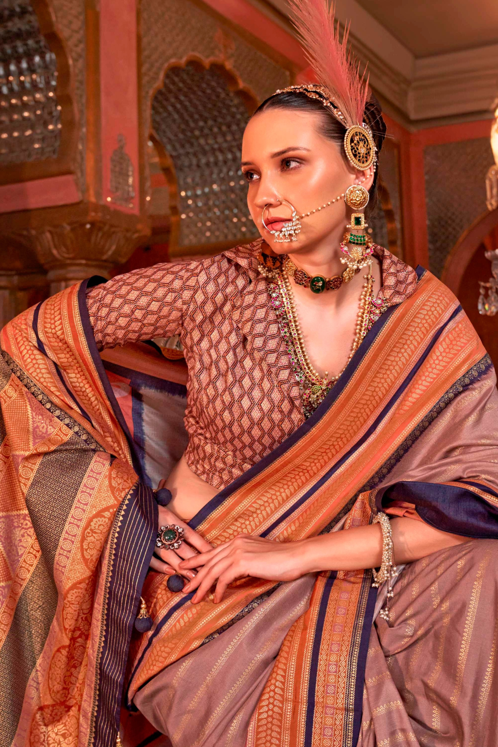 Super V.B. Silk Saree with Elite Gold Finish - LaVante Fashion