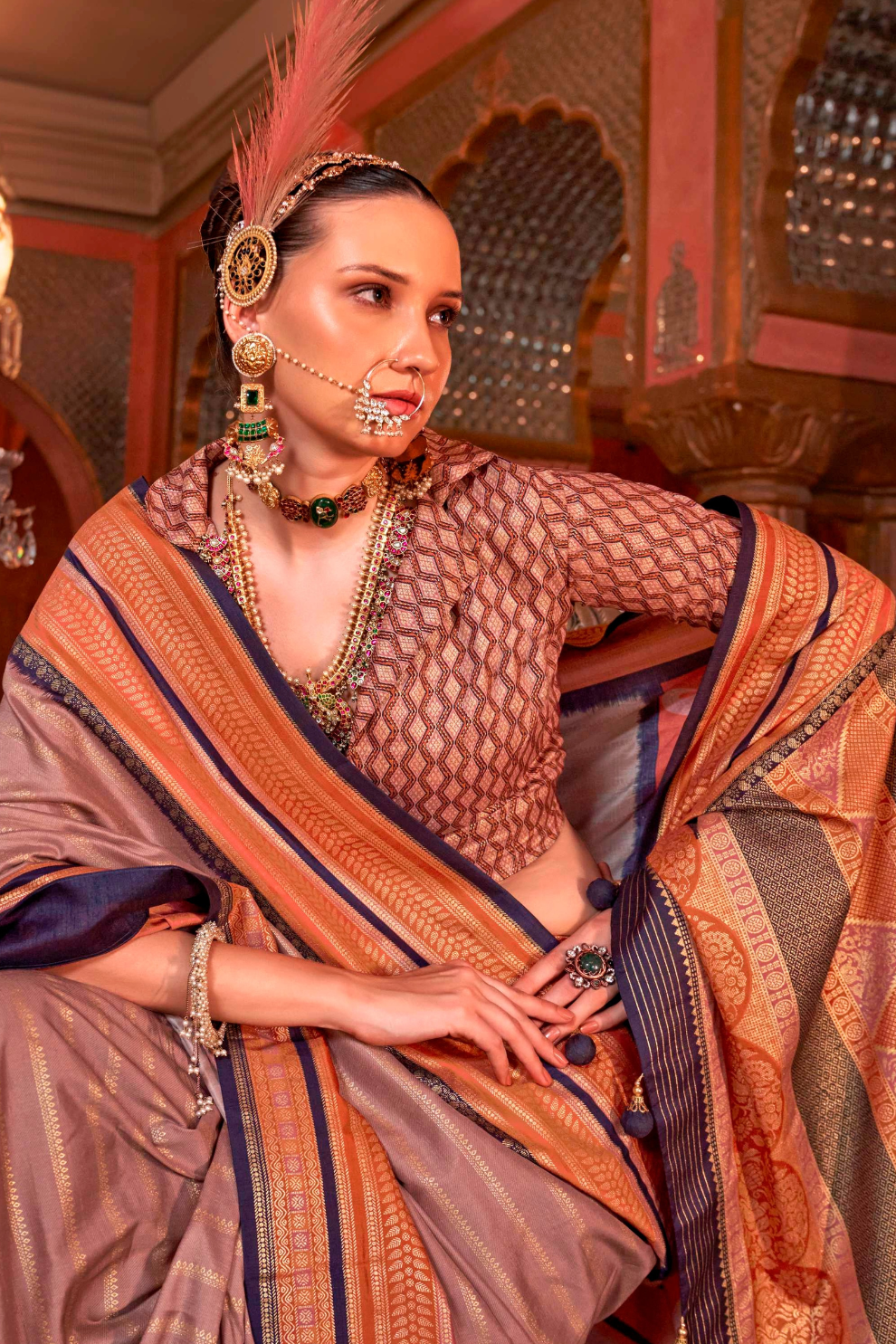 Super V.B. Silk Saree with Elite Gold Finish - LaVante Fashion