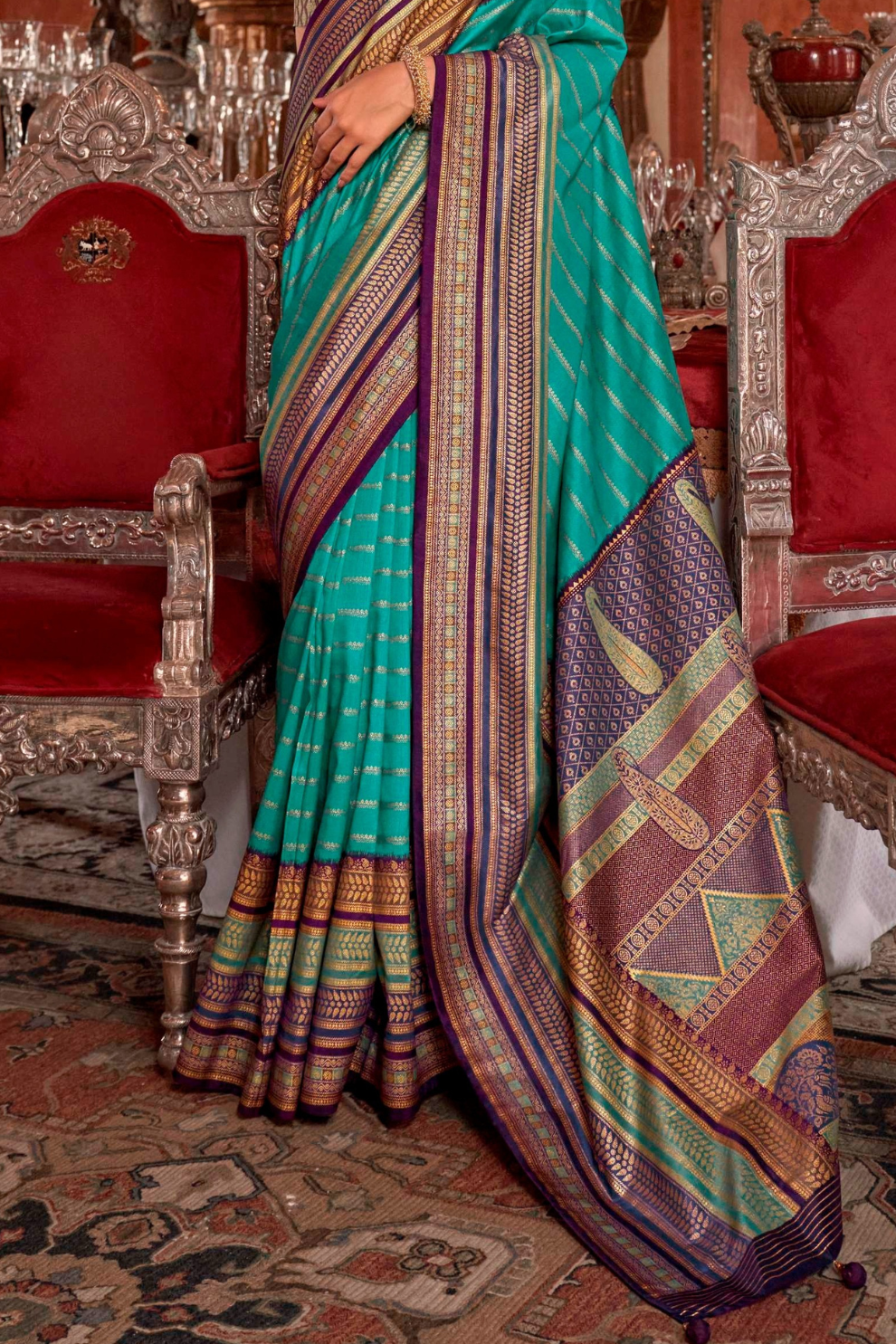 Super V.B. Silk Saree with Elite Gold Finish - LaVante Fashion
