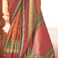 Kanjivaram Style Silk Saree with Designer Brooch and Clutch