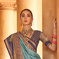 Kanjivaram Style Silk Saree with Designer Brooch and Clutch
