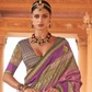 Kanjivaram Style Silk Saree with Designer Brooch and Clutch