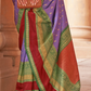 Kanjivaram Style Silk Saree with Designer Brooch and Clutch