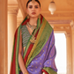 Kanjivaram Style Silk Saree with Designer Brooch and Clutch