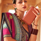 Kanjivaram Style Silk Saree with Designer Brooch and Clutch