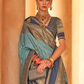 Kanjivaram Style Silk Saree with Designer Brooch and Clutch