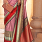 Kanjivaram Style Silk Saree with Designer Brooch and Clutch