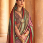 Kanjivaram Style Silk Saree with Designer Brooch and Clutch
