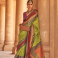 Kanjivaram Style Silk Saree with Designer Brooch and Clutch