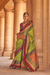 Kanjivaram Style Silk Saree with Designer Brooch and Clutch