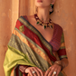 Kanjivaram Style Silk Saree with Designer Brooch and Clutch