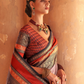 Kanjivaram Style Silk Saree with Designer Brooch and Clutch