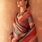 Kanjivaram Style Silk Saree with Designer Brooch and Clutch