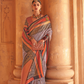 Kanjivaram Style Silk Saree with Designer Brooch and Clutch
