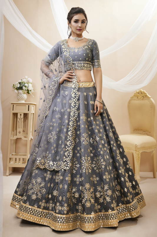 Elegant Embroidered Flared Lehenga Choli Set with Dupatta