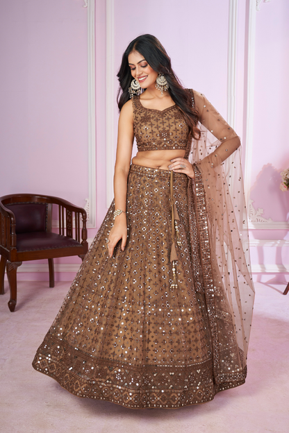 Designer Lehenga Set with Sequins Thread & Badla Zari Embroidery