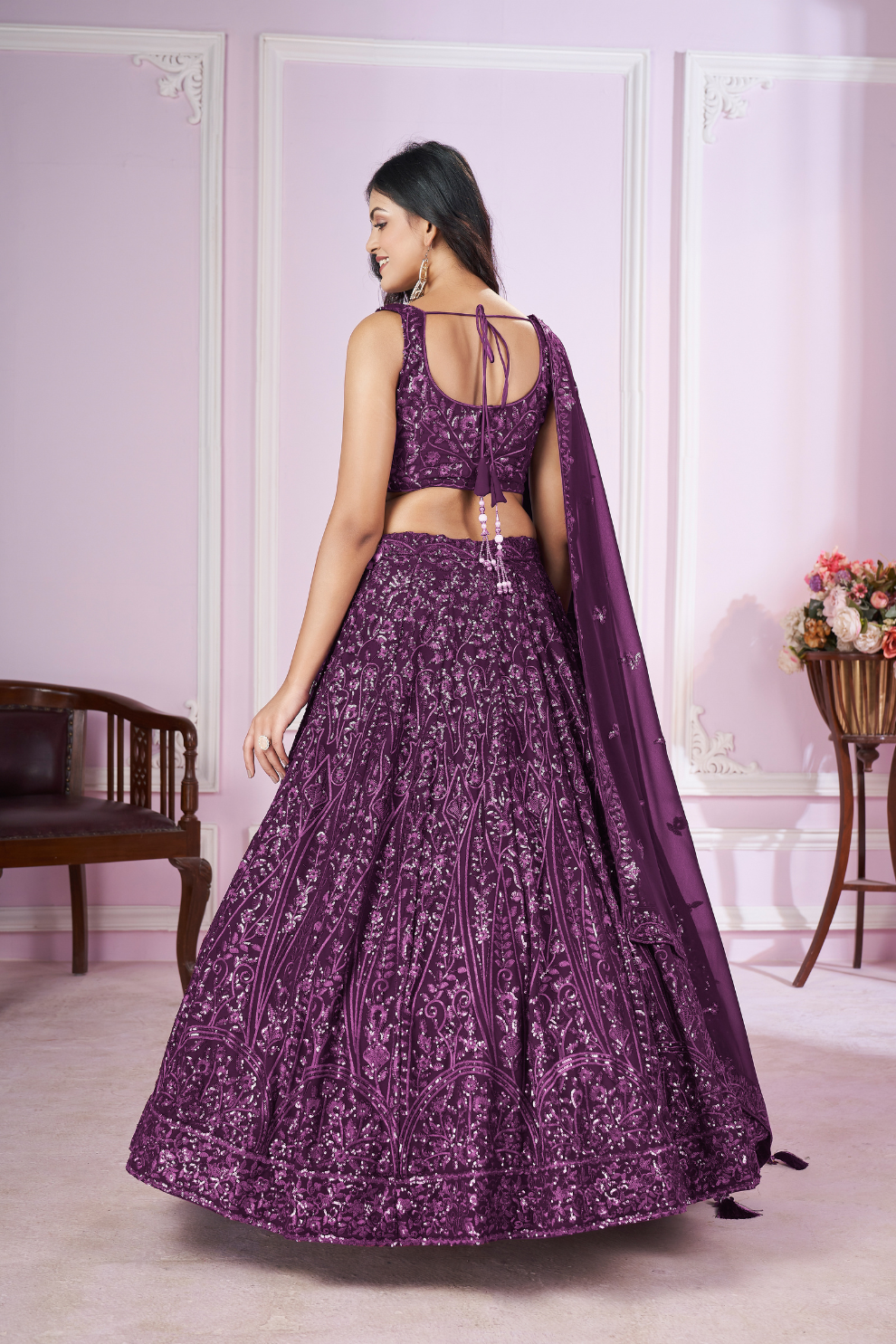 Designer Lehenga Set with Sequins Thread & Badla Zari Embroidery