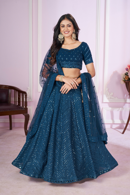 Designer Lehenga Set with Sequins Thread & Badla Zari Embroidery