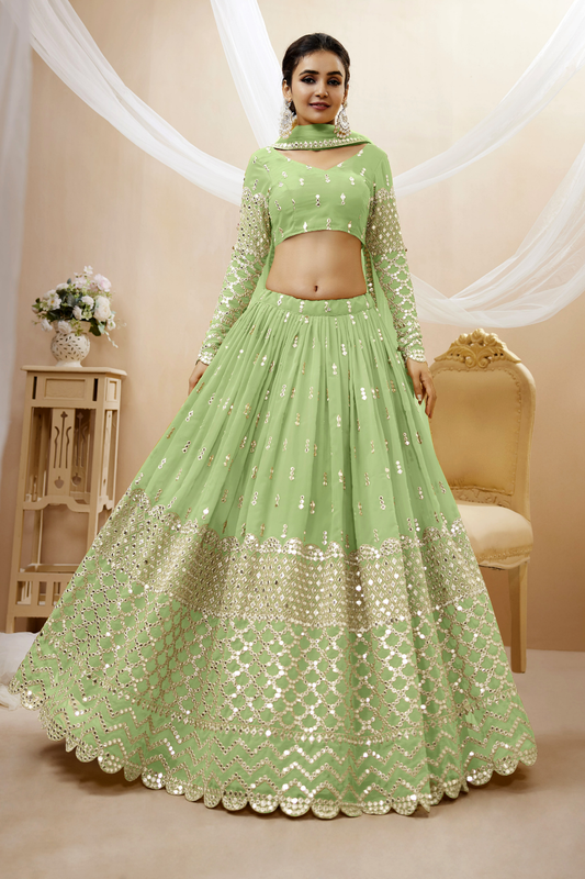 Designer Georgette Lehenga and Soft Net Dupatta Ensemble