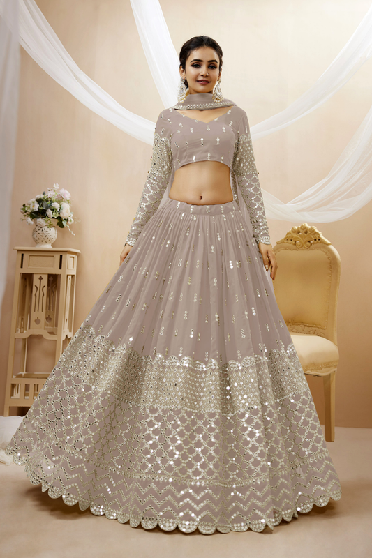 Designer Georgette Lehenga and Soft Net Dupatta Ensemble
