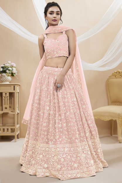 Stunning Lehenga Set with Sequins & Zari Embroidered Work