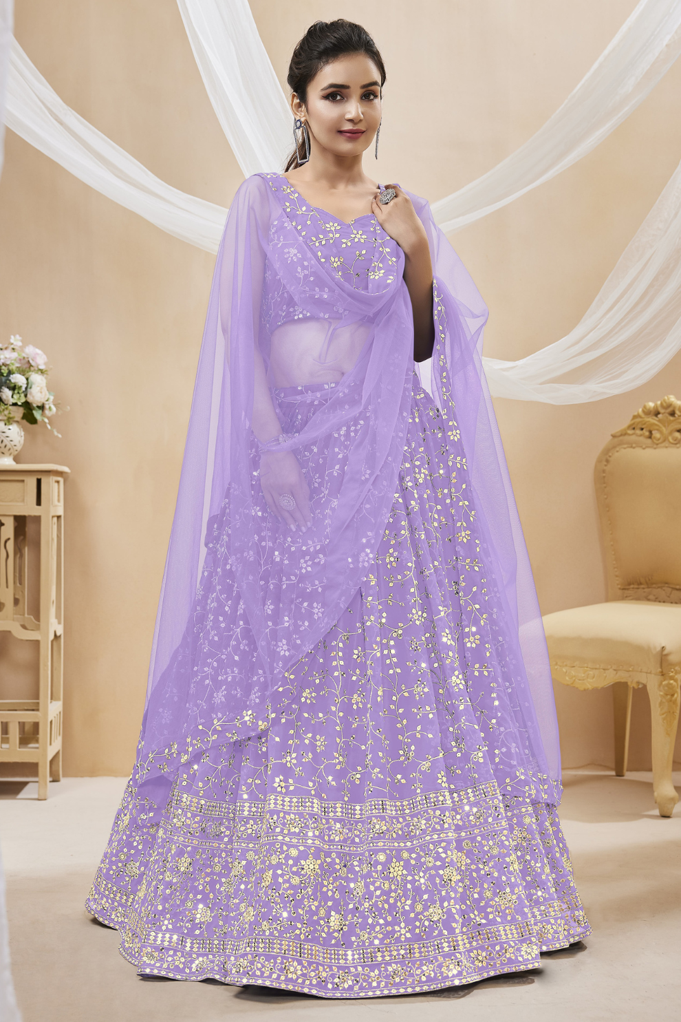 Stunning Lehenga Set with Sequins & Zari Embroidered Work