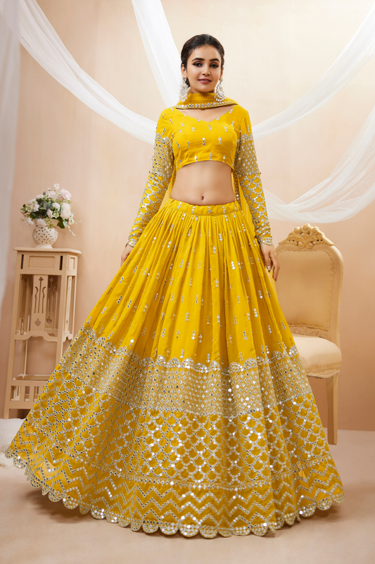 Designer Georgette Lehenga and Soft Net Dupatta Ensemble