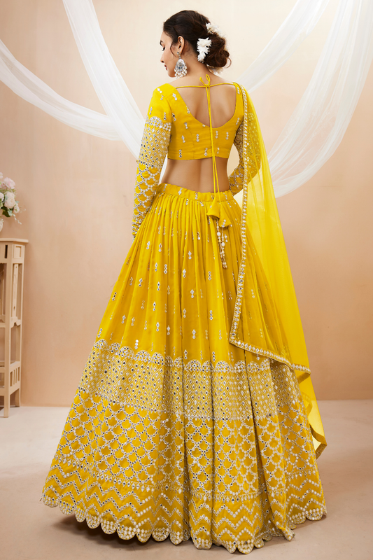 Designer Georgette Lehenga and Soft Net Dupatta Ensemble