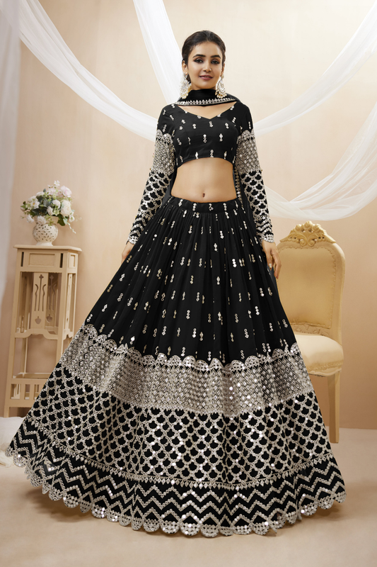 Designer Georgette Lehenga and Soft Net Dupatta Ensemble