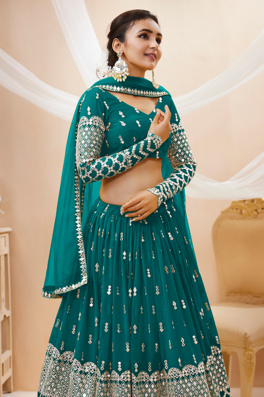 Designer Georgette Lehenga and Soft Net Dupatta Ensemble