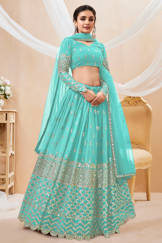 Designer Georgette Lehenga and Soft Net Dupatta Ensemble