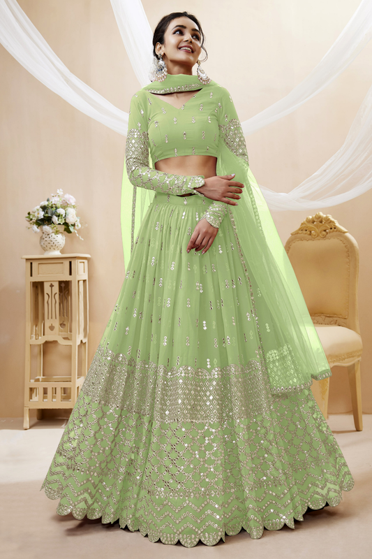 Designer Georgette Lehenga and Soft Net Dupatta Ensemble
