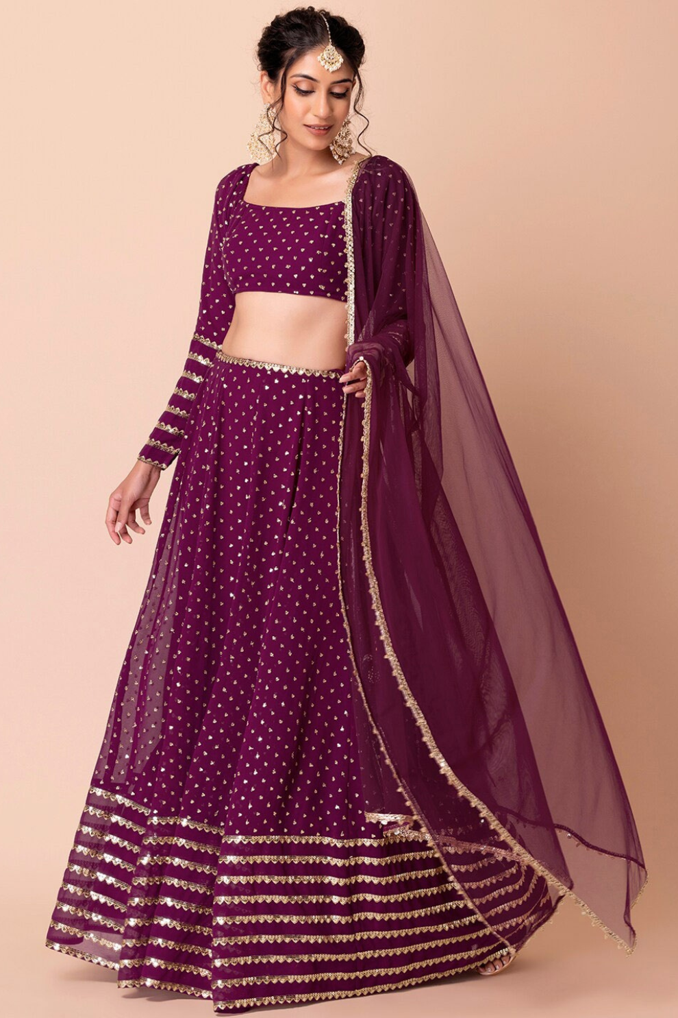 Graceful Zari & Sequins Embroidered Lehenga for Festive Occasions