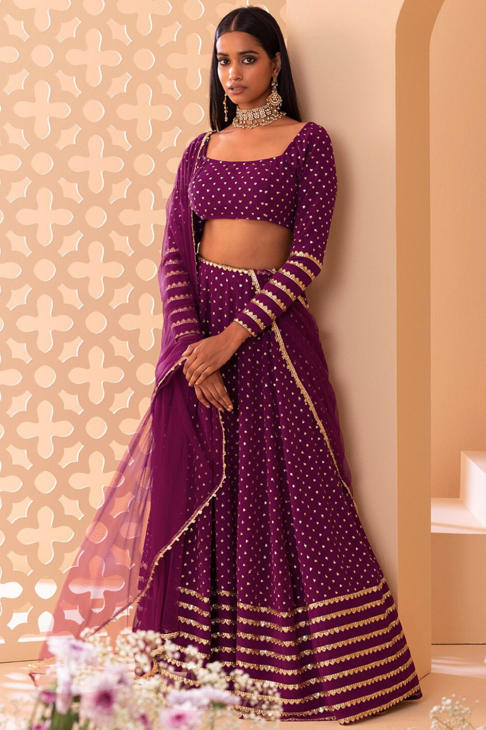 Graceful Zari & Sequins Embroidered Lehenga for Festive Occasions