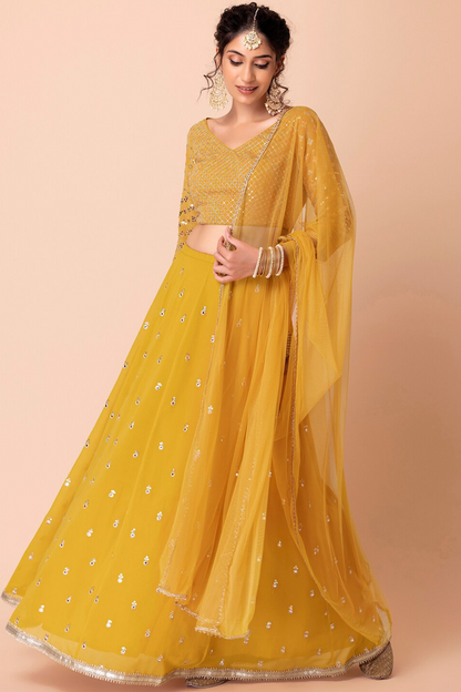 Graceful Zari & Sequins Embroidered Lehenga for Festive Occasions