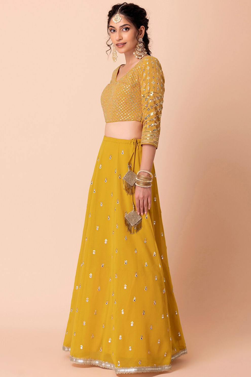 Graceful Zari & Sequins Embroidered Lehenga for Festive Occasions