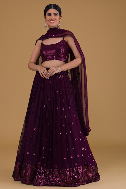 Graceful Zari & Sequins Embroidered Lehenga for Festive Occasions