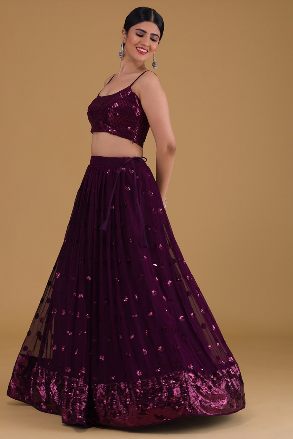 Graceful Zari & Sequins Embroidered Lehenga for Festive Occasions