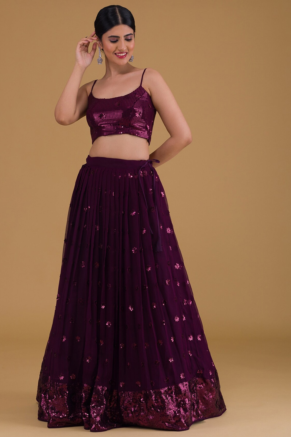 Graceful Zari & Sequins Embroidered Lehenga for Festive Occasions