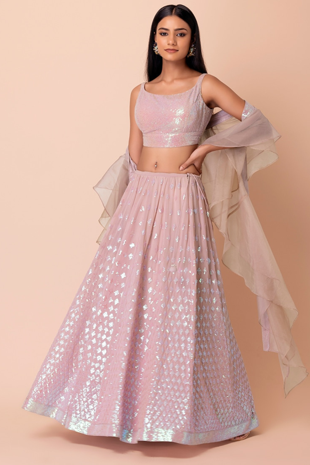 Graceful Zari & Sequins Embroidered Lehenga for Festive Occasions