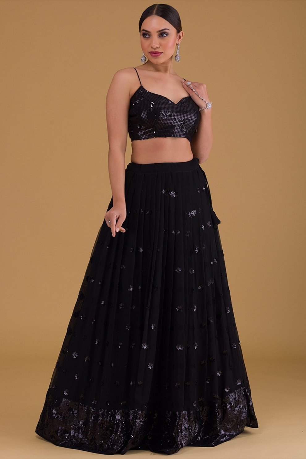 Graceful Zari & Sequins Embroidered Lehenga for Festive Occasions