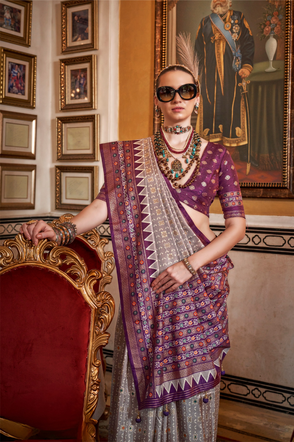 Soft Viscose Silk Woven Printed Patola Designed Saree
