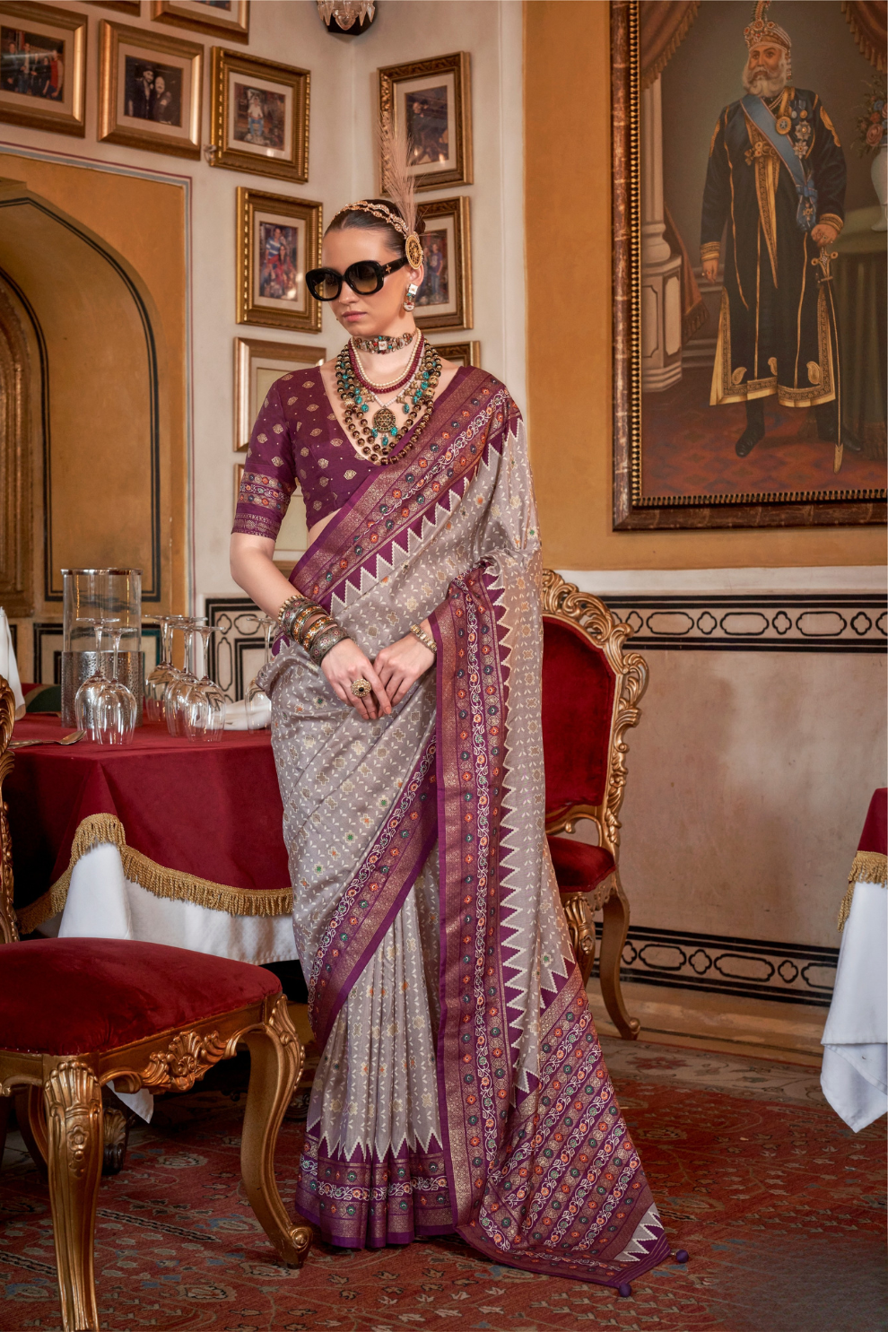 Soft Viscose Silk Woven Printed Patola Designed Saree