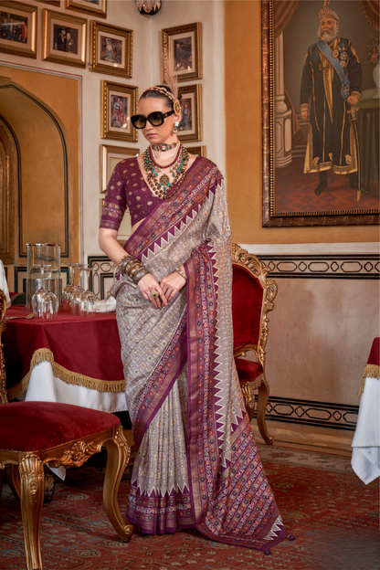 Soft Viscose Silk Woven Printed Patola Designed Saree