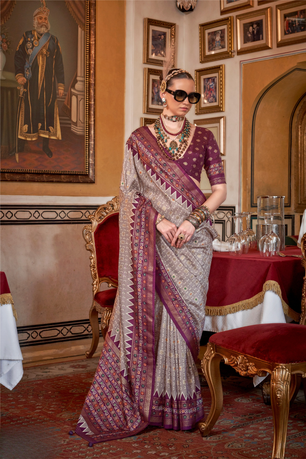Soft Viscose Silk Woven Printed Patola Designed Saree