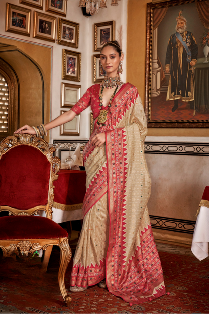 Soft Viscose Silk Woven Printed Patola Designed Saree