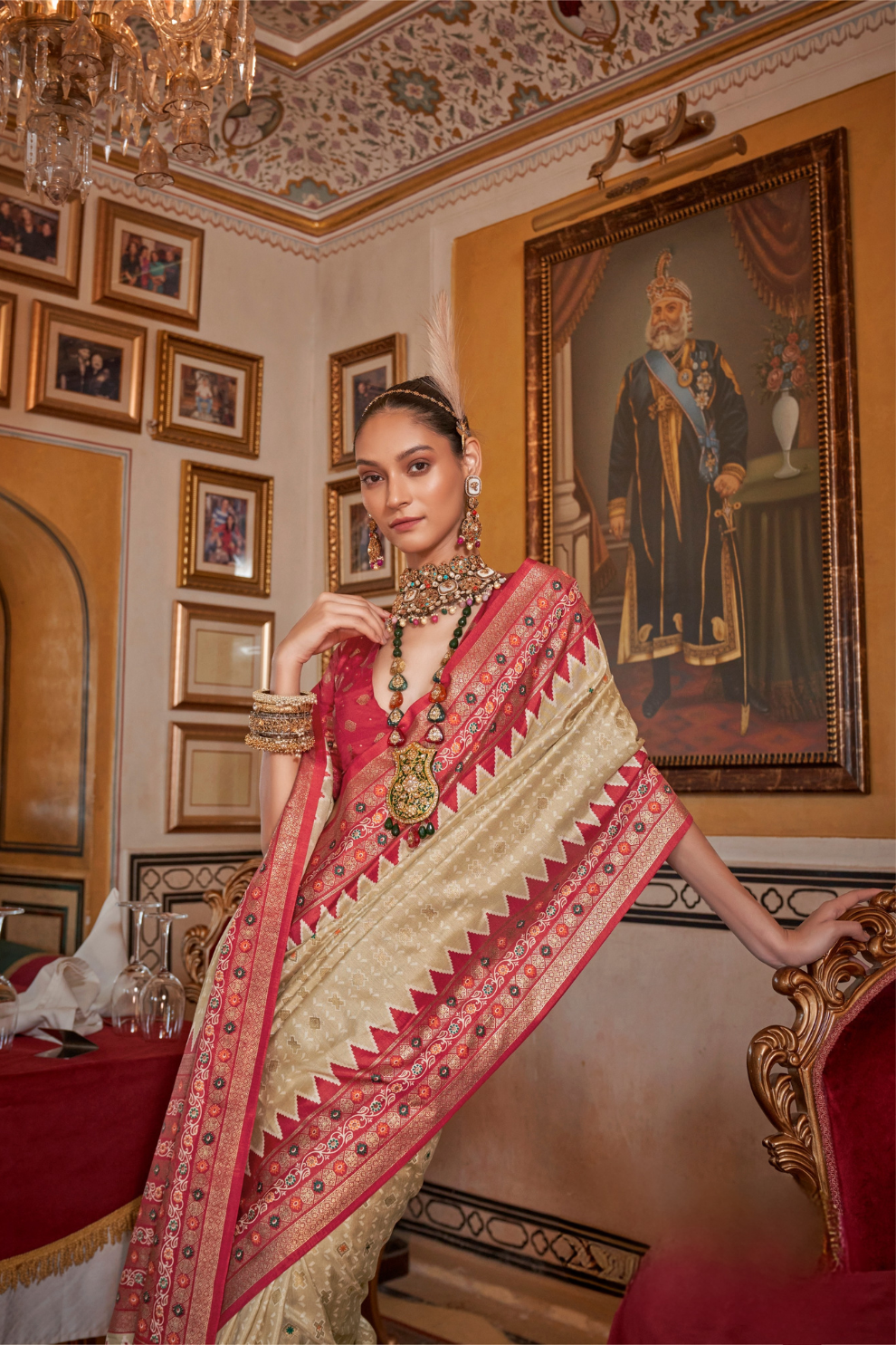 Soft Viscose Silk Woven Printed Patola Designed Saree