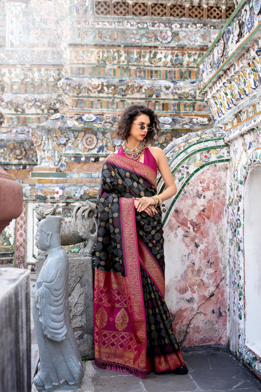 Soft Banarasi Bandhani Silk Saree with Traditional Weaving - LaVante Fashion