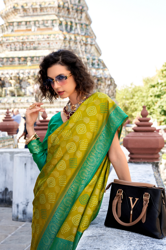 Soft Banarasi Bandhani Silk Saree with Traditional Weaving - LaVante Fashion